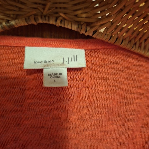 J. Jill Love Linen 100% Linen Tunic Top Ladies Large Orange BOHO Hippy BEACHY - Picture 2 of 5